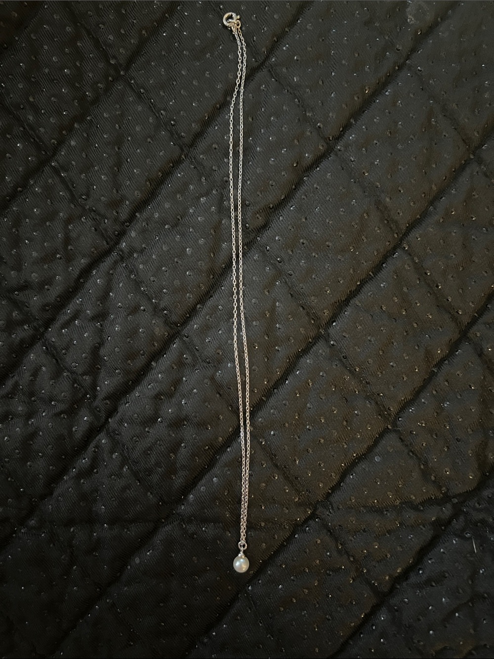 Dainty Silver Tone Single Pearl Solitaire Pendant Necklace